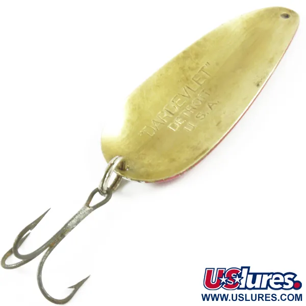 Vintage  Eppinger Dardevle Dardevlet , 3/4oz Red / White / Brass fishing spoon #3133