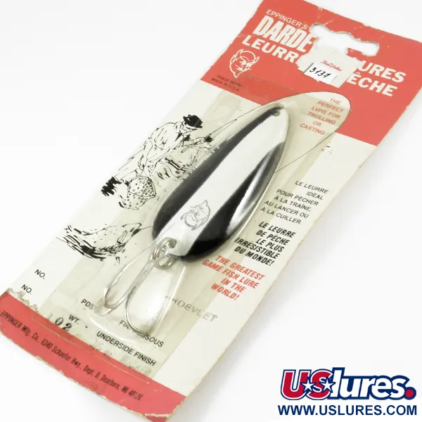  Eppinger Dardevle Dardevlet, 3/4oz Black / White / Nickel fishing spoon #3137