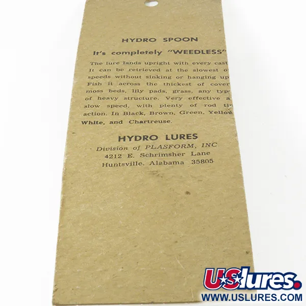  Hydro Lures Weedless Hydro Spoon, 3/5oz Yellow fishing spoon #3140