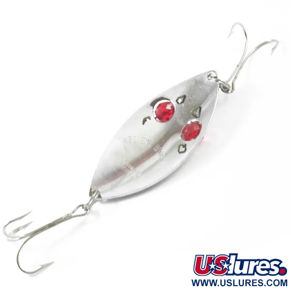 Vintage  Hofschneider Red Eye Wiggler, 1oz Nickel / Red Eyes fishing spoon #3157