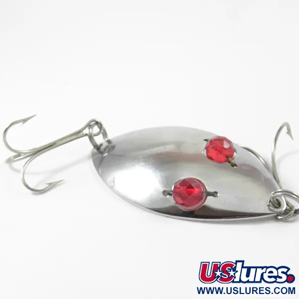 Vintage  Hofschneider Red Eye Wiggler, 1oz Nickel / Red Eyes fishing spoon #3157