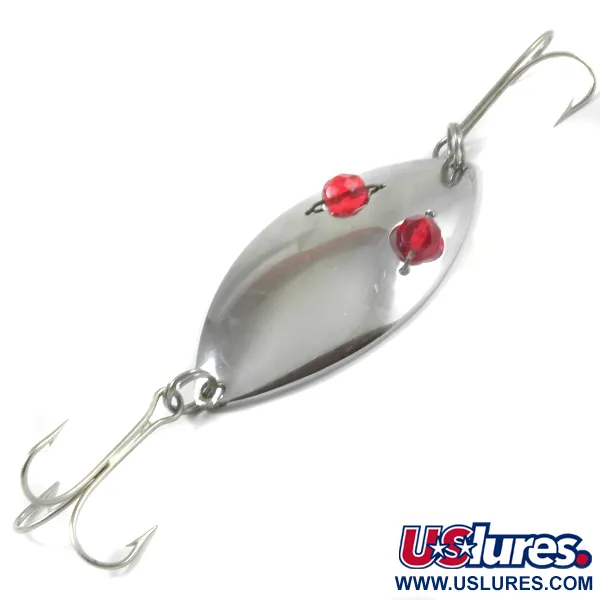 Vintage  Hofschneider Red Eye Wiggler, 1oz Nickel / Red Eyes fishing spoon #3157