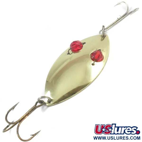 Vintage  Hofschneider Red Eye Wiggler, 1oz Brass / Red Eyes fishing spoon #3158