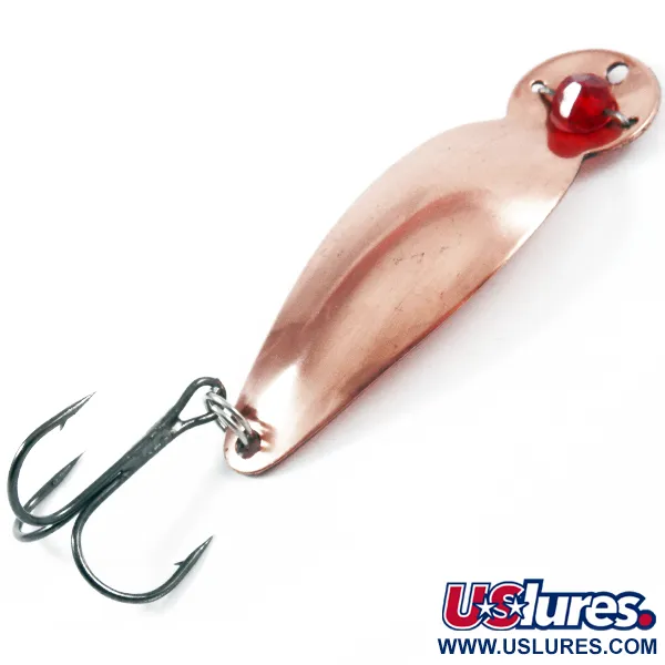 Vintage   One Eye Wiggler Lucky Strike, 1/2oz Copper / Red Eye fishing spoon #3160