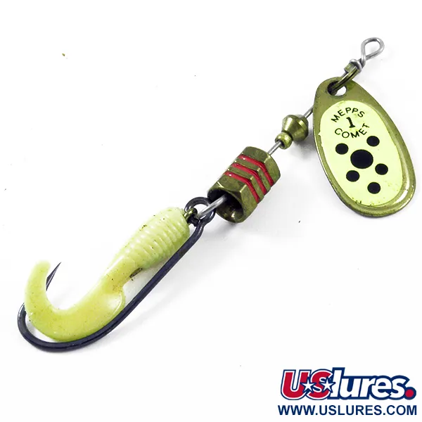 Vintage   Mepps Comet 1, 1/8oz Brass / Yellow spinning lure #3169