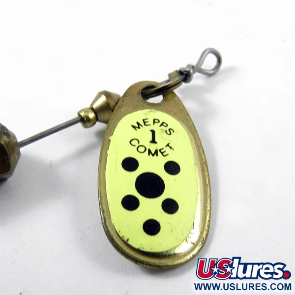 Vintage   Mepps Comet 1, 1/8oz Brass / Yellow spinning lure #3169