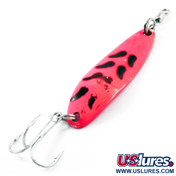 Vintage  Luhr Jensen Krocodile Die #3, 1/3oz Fluorescent Pink / Black fishing spoon #3172