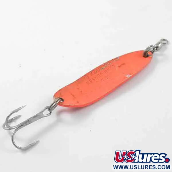 Vintage  Luhr Jensen Krocodile Die #3, 1/3oz Fluorescent Pink / Black fishing spoon #3172