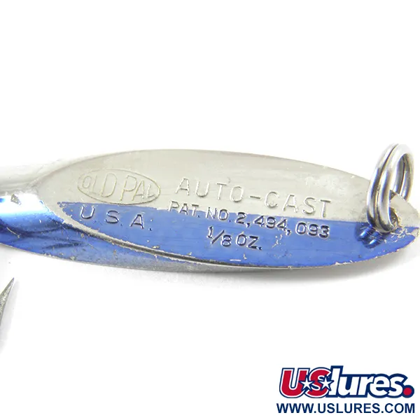 Vintage  Old Pal Woodstream Auto-cast, 1/8oz Nickel / Blue fishing spoon #3186
