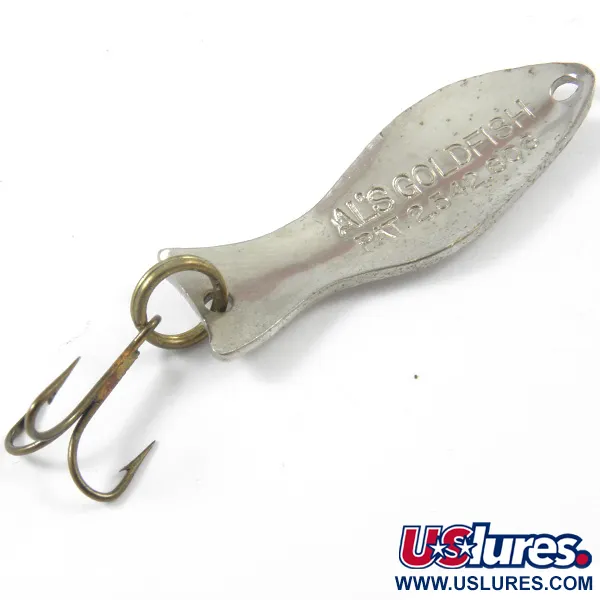 Vintage   Al's gold fish, 3/16oz Nickel fishing spoon #3189