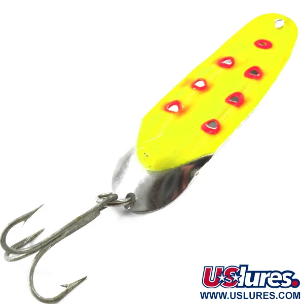 Vintage  Rustowicz Charger №3 UV, 2/5oz Nickel / Yellow / Red UV Glow in UV light, Fluorescent fishing spoon #3197