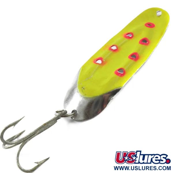 Vintage  Rustowicz Charger №3 UV, 2/5oz Nickel / Yellow / Red UV Glow in UV light, Fluorescent fishing spoon #3197
