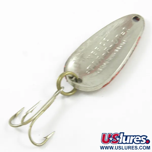 Vintage   Nebco Tor-P-Do, 1/4oz Hammered Silver / Red Glitter fishing spoon #3208