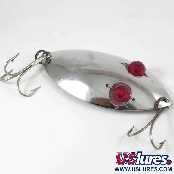 Vintage  Hofschneider Red Eye Muskie, 2 1/2oz Nickel / Red Eyes fishing spoon #3234