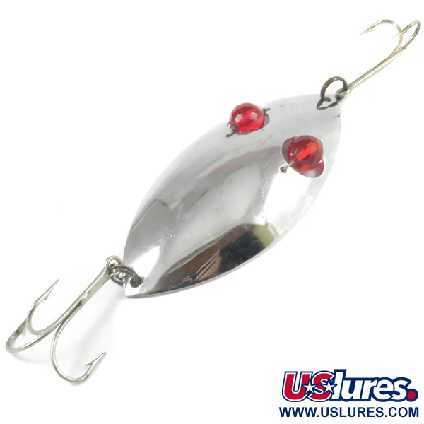 Vintage  Hofschneider Red Eye Muskie, 2 1/2oz Nickel / Red Eyes fishing spoon #3234