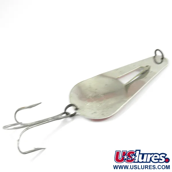 Vintage   James Aitken Muskielure, 1 3/4oz Red / White / Nickel fishing spoon #3235