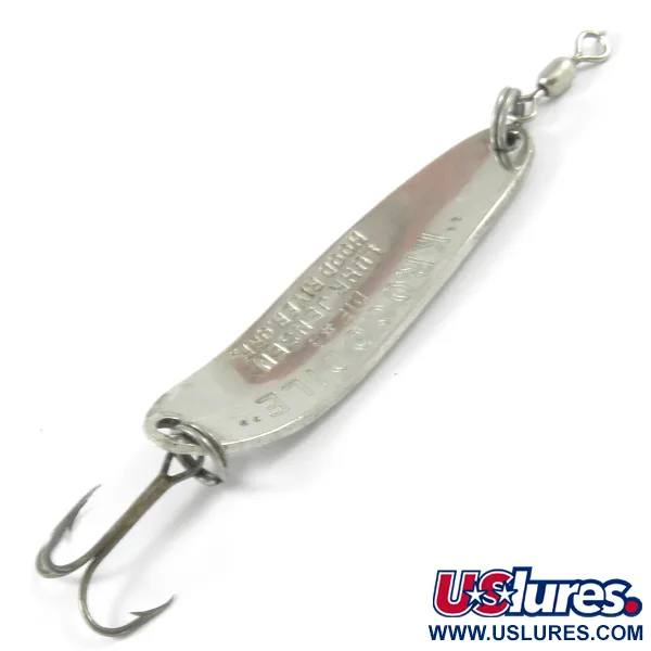 Vintage  Luhr Jensen Krocodile Die #3, 1/3oz Hammered Nickel / Red fishing spoon #3238