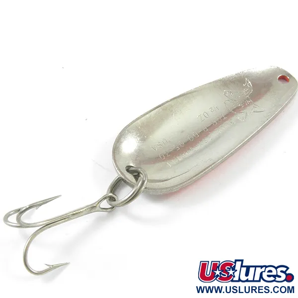 Vintage   Blue Fox Tor-P-Do, 1/2oz Hammered Nickel / Orange Red fishing spoon #3246