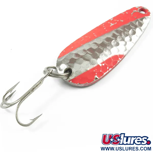 Vintage   Blue Fox Tor-P-Do, 1/2oz Hammered Nickel / Orange Red fishing spoon #3246