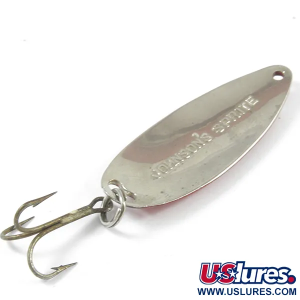 Vintage   Johnson Sprite, 1/3oz Red / White / Nickel fishing spoon #3262