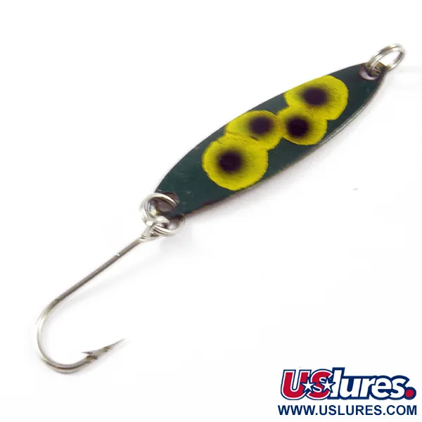 Vintage  Luhr Jensen Needlefish 1, 1/16oz Green / Yellow / Brass fishing spoon #3276