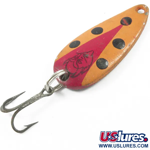 Vintage  Eppinger Dardevle Midget, 3/16oz Red / Orange / Nickel fishing spoon #3278