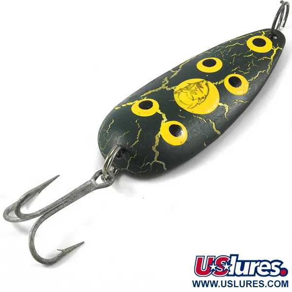Vintage  Eppinger Dardevle Dardevlet , 3/4oz Frog (Yellow, Green, Nickel) fishing spoon #3284