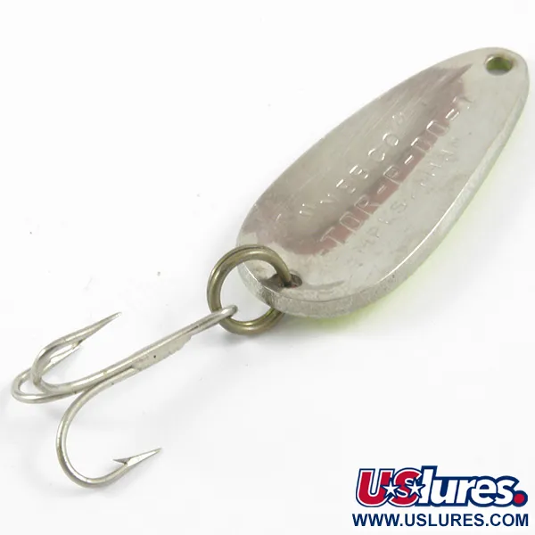 Vintage   Nebco Tor-P-Do 1, 1/4oz Yellow / Red / Nickel fishing spoon #3291