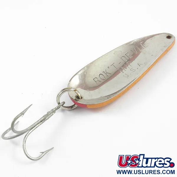 Vintage  Eppinger Dardevle Rok't Imp, 3/4oz Orange / Black / Red / Nickel fishing spoon #3292