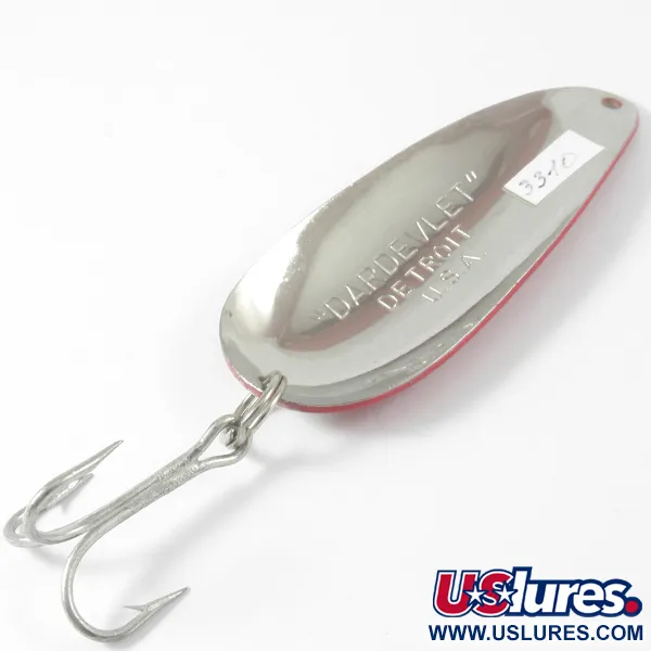 Vintage  Eppinger Dardevle Dardevlet , 3/4oz Red / White / Nickel fishing spoon #3310