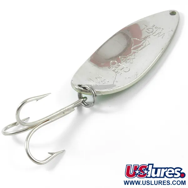 Vintage  Seneca Little Cleo (Hula Girl), 3/4oz Green / Nickel / Red fishing spoon #3325