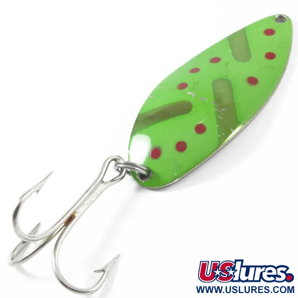 Vintage  Seneca Little Cleo (Hula Girl), 3/4oz Green / Nickel / Red fishing spoon #3325