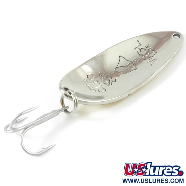 Vintage  Seneca Little Cleo (Hula Girl), 1/2oz Nickel / Golden Hologram fishing spoon #3333