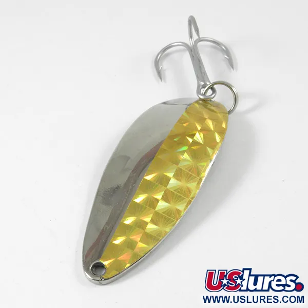 Vintage  Seneca Little Cleo (Hula Girl), 1/2oz Nickel / Golden Hologram fishing spoon #3333