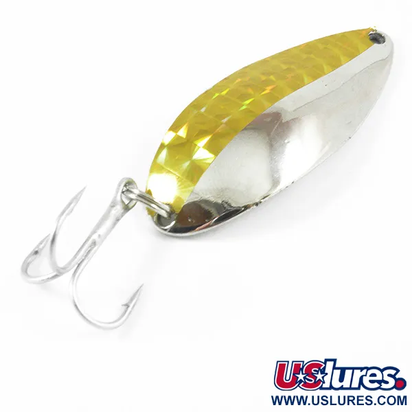 Vintage  Seneca Little Cleo (Hula Girl), 1/2oz Nickel / Golden Hologram fishing spoon #3333
