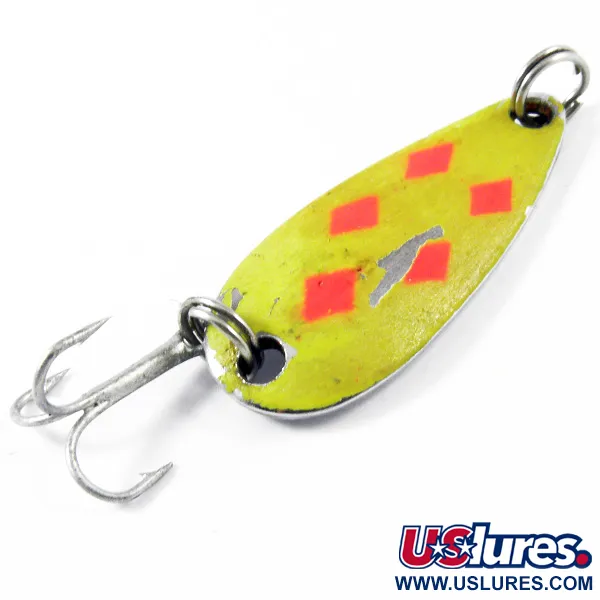 Vintage   Mister Twister Shelby Sportfisher, 3/16oz Five of Diamonds (Yellow / Red / Nickel) fishing spoon #3342