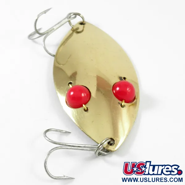 Vintage  Hofschneider Red Eye Wiggler 3359, 1oz Gold / Red Eyes fishing spoon #3359