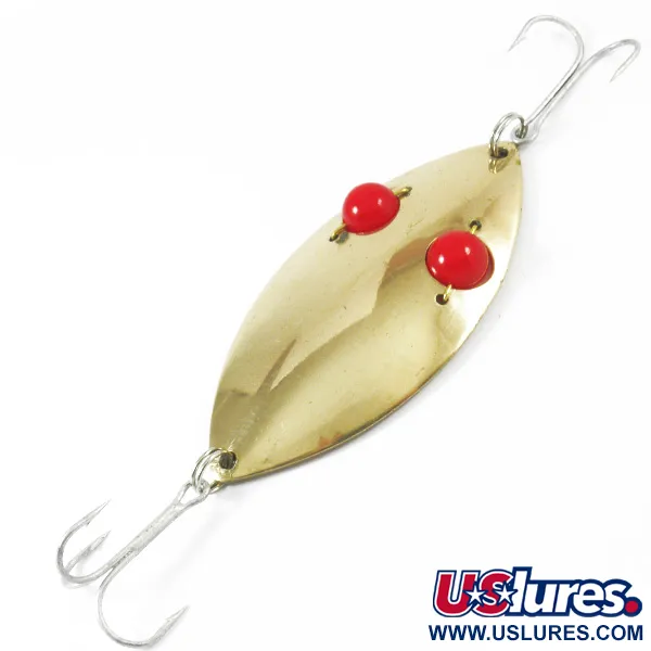 Vintage  Hofschneider Red Eye Wiggler 3359, 1oz Gold / Red Eyes fishing spoon #3359