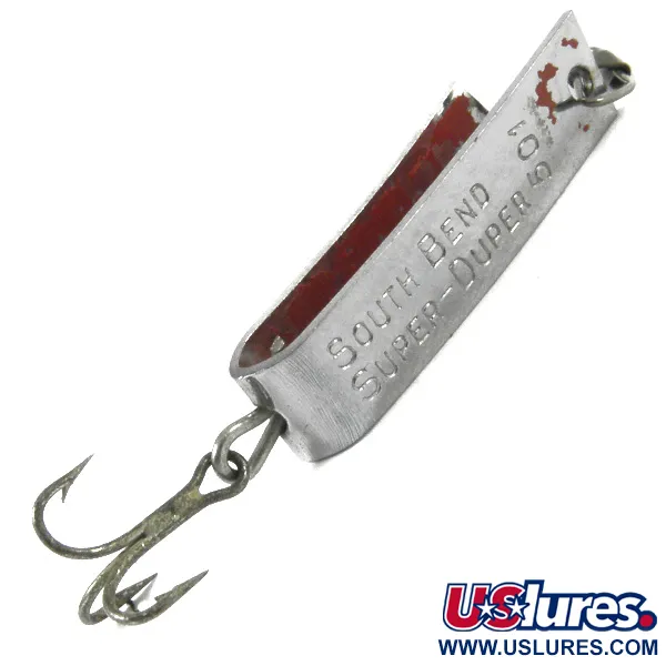 Vintage  South Bend Super-Duper 501, 3/32oz Nickel / Red fishing spoon #3368