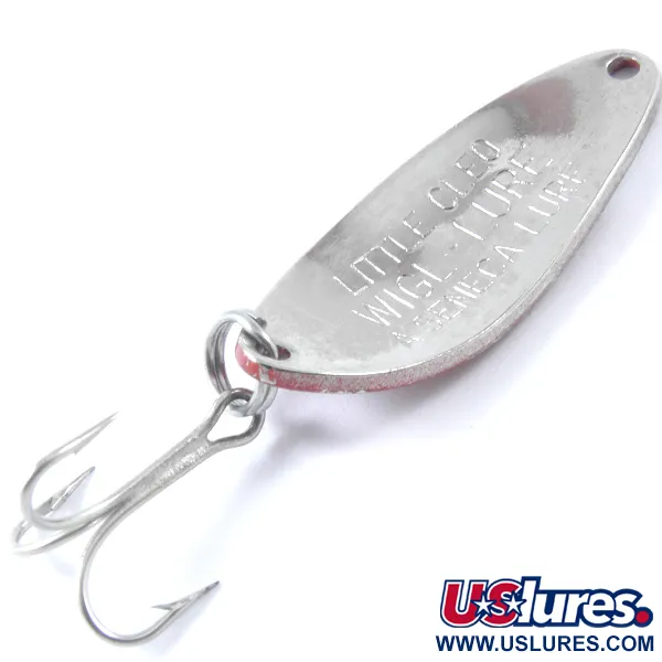 Vintage  Seneca Little Cleo, 1/4oz Red / White / Nickel fishing spoon #3369