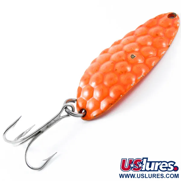 Vintage   Acme Little Cleo UV, 1/3oz Fluorescent Orange UV Glow in UV light, Fluorescent fishing spoon #3370