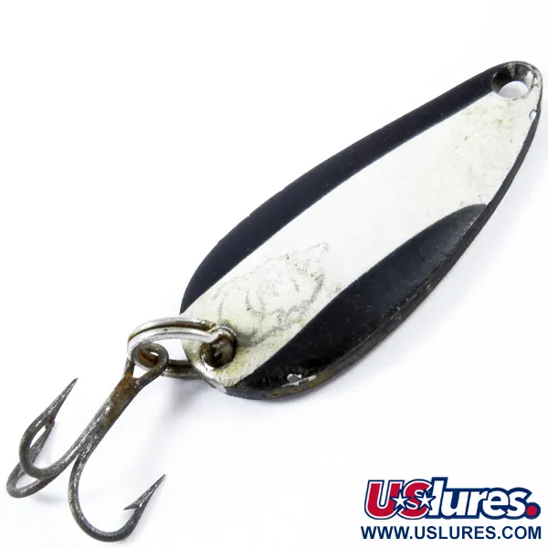 Vintage  Eppinger Dardevle Midget, 3/16oz Black / White / Nickel fishing spoon #3378