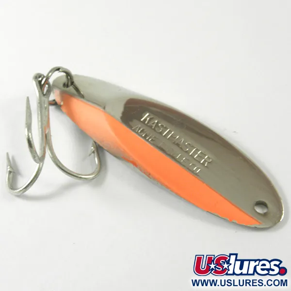 Vintage  Acme Kastmaster , 1oz Nickel / Orange fishing spoon #3391