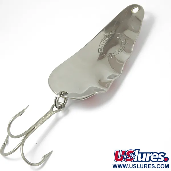 Vintage   Lucky Strike Nickel Half Wave, 1/2oz Nickel / Red / White fishing spoon #3400