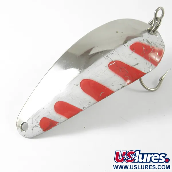 Vintage   Lucky Strike Nickel Half Wave, 1/2oz Nickel / Red / White fishing spoon #3400