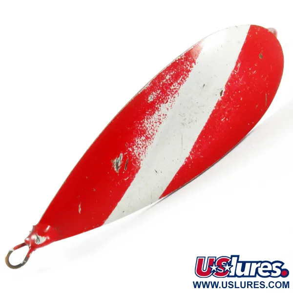 Vintage   Weedless Johnson Silver Minnow, 1/2oz Red / White fishing spoon #3422