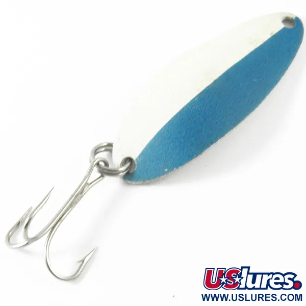Vintage  Seneca Little Cleo (Hula Girl) Glow, 1/3oz Blue / White / Nickel Glow in Dark fishing spoon #3436