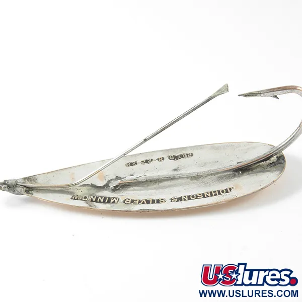 Vintage   Weedless Johnson Silver Minnow, 2/5oz Copper / Silver fishing spoon #3437