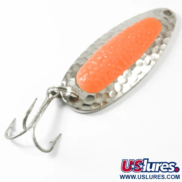 Vintage   Blue Fox Pixee , 1/2oz Nickel / Orange fishing spoon #3443