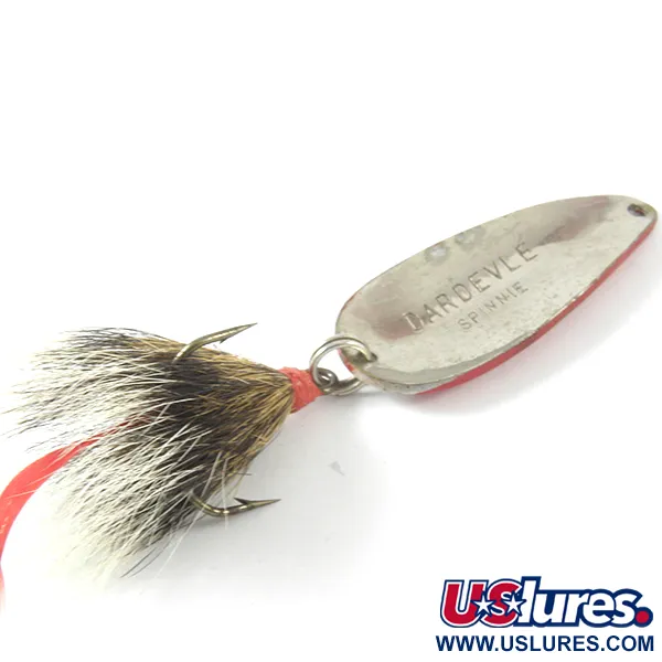 Vintage  Eppinger Dardevle Spinnie, 1/3oz Red / White / Nickel fishing spoon #3448